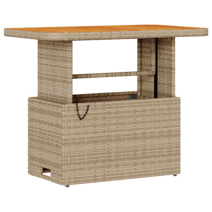 3-Delige Tuin Eettafel Set Met Kussens Poly Riet Acacia 90 cm Beige en crème 2 krukken