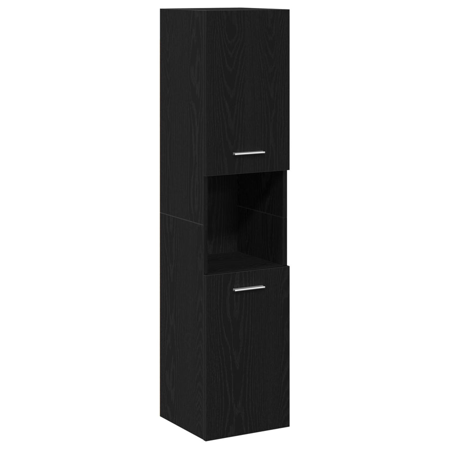 Badkamermeubel Set Set Van 3 Zwart Eiken Engineered Hout Strak