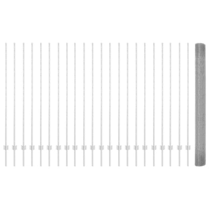 Gelaste Draadomheining Met 44 U-Posts Zilver 1,5X50 M Staal