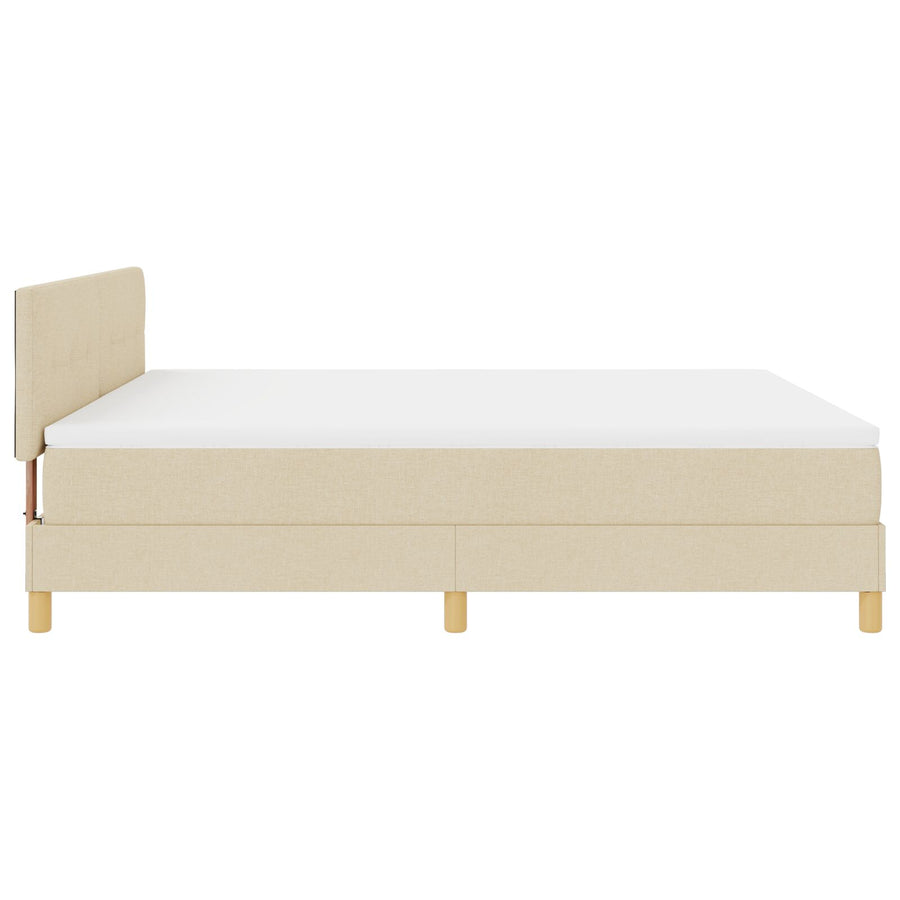 Boxspringbed Met Matras Stof Crème 180 x 200 cm Geknoopt