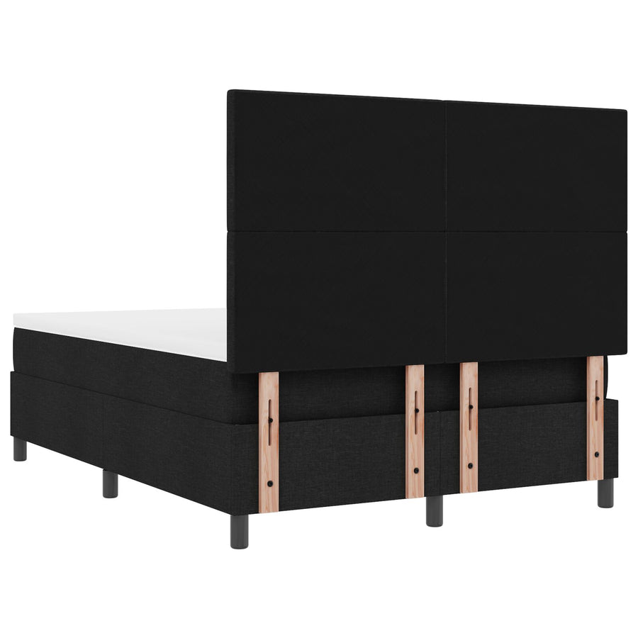 Boxspringbed Met Matras Stof Zwart 140 x 190 cm Knopen gestoffeerd