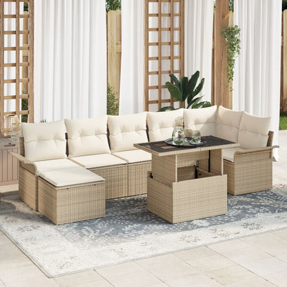 8-Delige Tuin Sofa Set Met Kussens Beige Poly Rattan