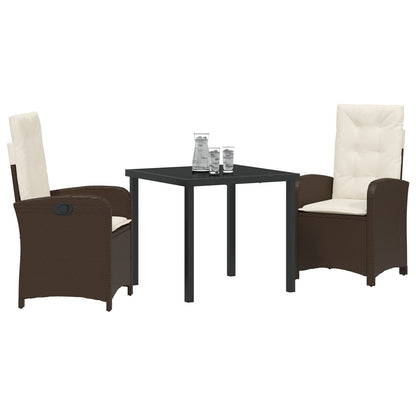 3-Delige Tuin Eettafel Set Met Kussens - Bruin Poly Rattan