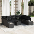 Garden lounge set with cushions 9 pcs Black Polyrattan