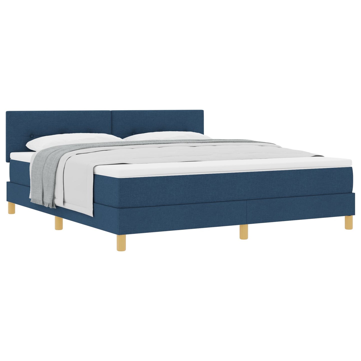 Boxspringbed Met Matras Blauw 180X200 Cm Stof Crème