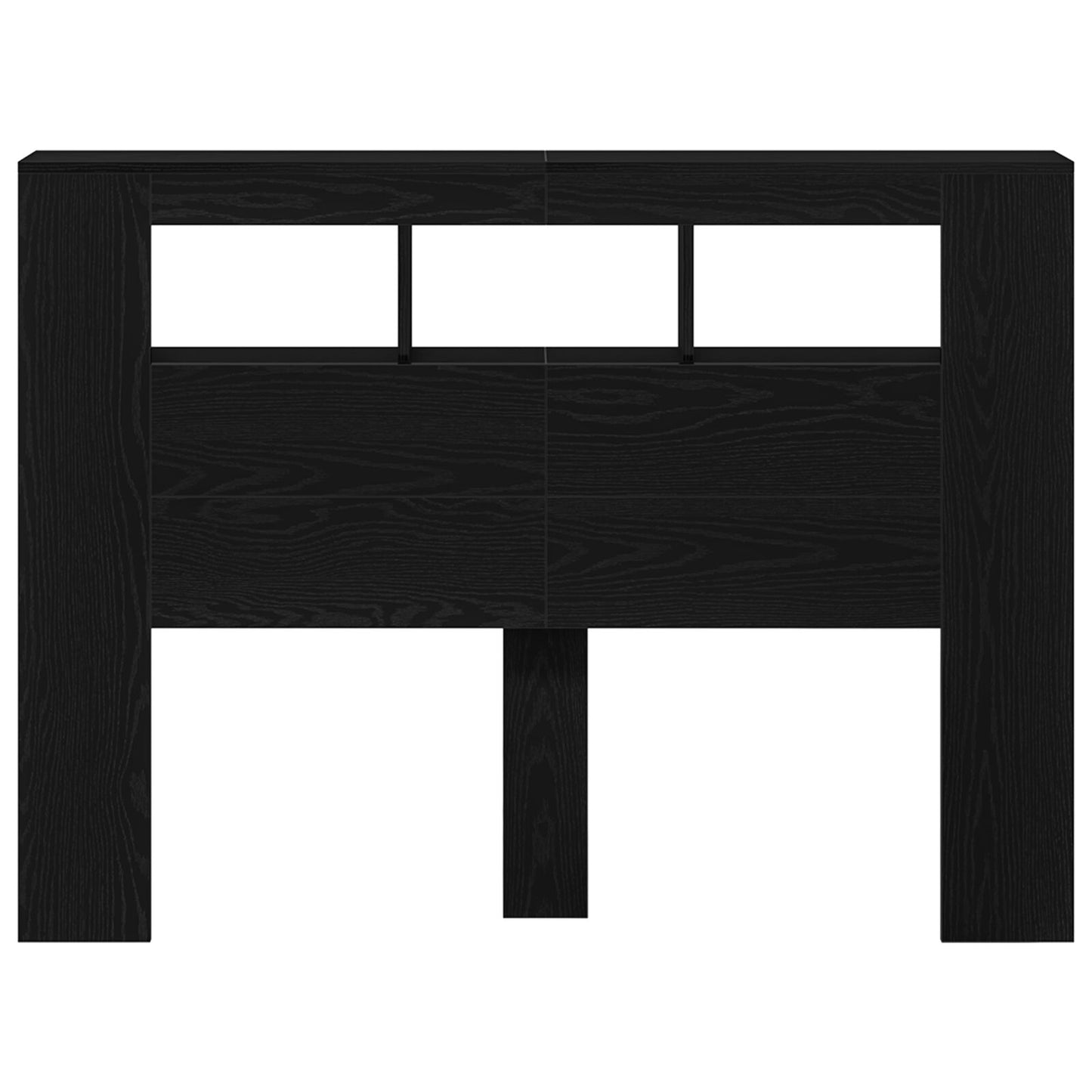 Led Hoofdbord Zwart Eiken 140X18,5X40 Cm Bewerkt Hout