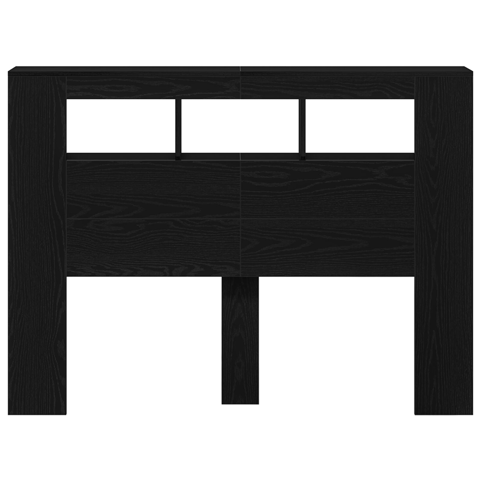 Led Hoofdbord Zwart Eiken 140X18,5X40 Cm Bewerkt Hout