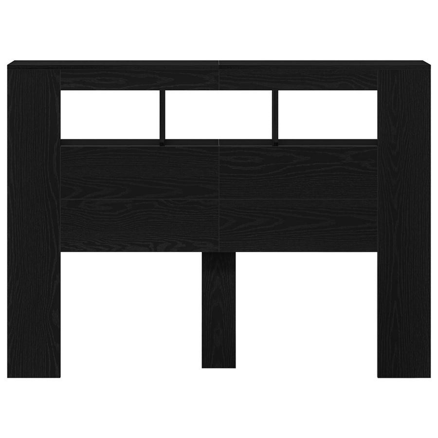 Led Hoofdbord Zwart Eiken 140X18,5X40 Cm Bewerkt Hout
