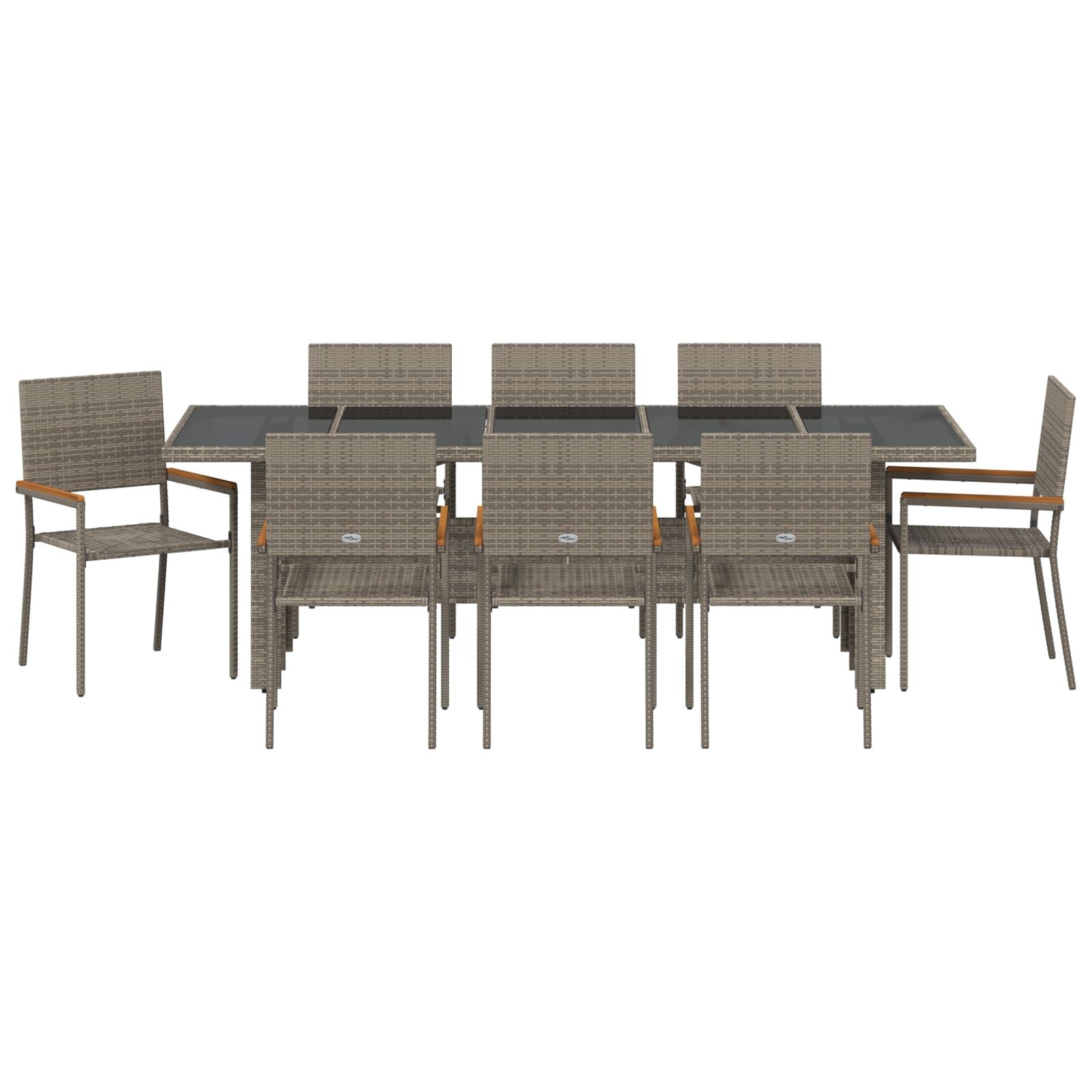 9-Delige Tuin Eethoekset Grijs Poly Rattan Wit