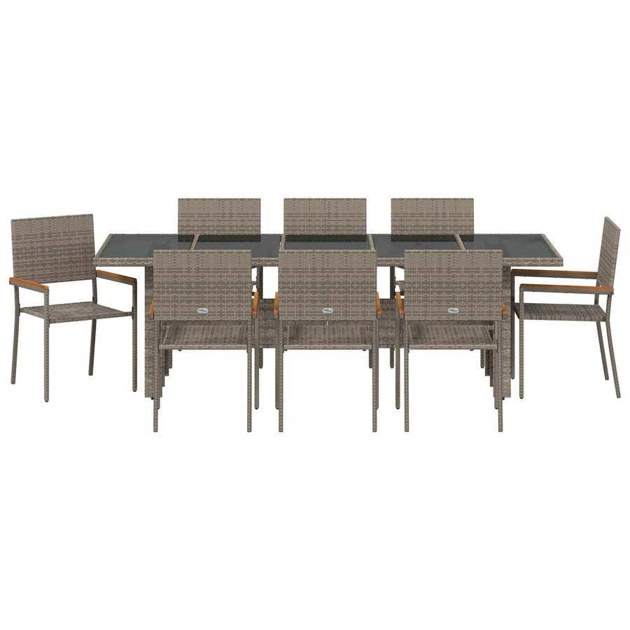 9-Delige Tuin Eethoekset Grijs Poly Rattan Wit