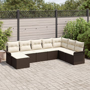 Tuin loungeset 8-delig poly rattan bruin