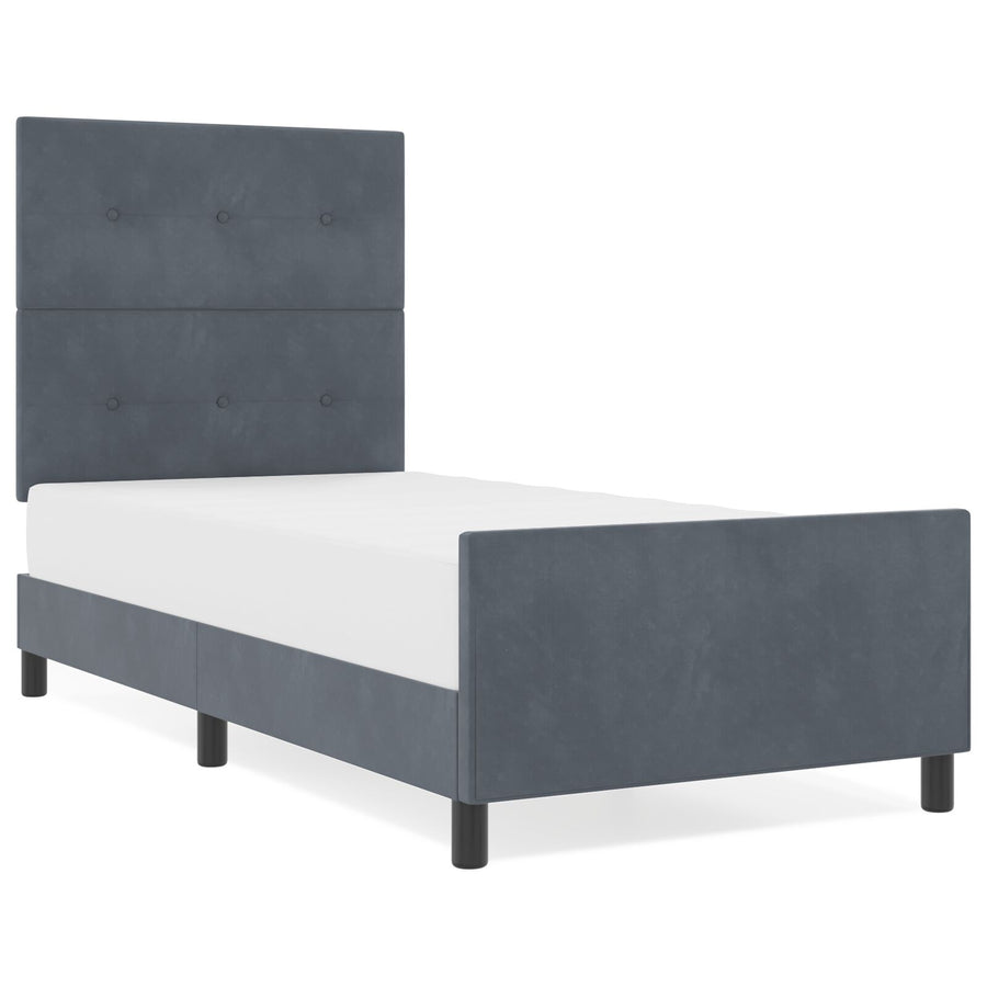 Bedframe Donkergrijs 90X190 Cm Velours Crème