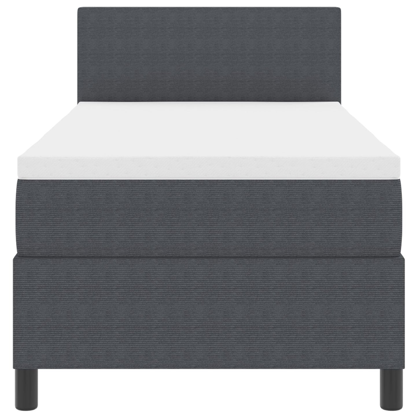 Boxspring Bed Met Matras Donkergrijs Eenpersoons Corduroy Stof