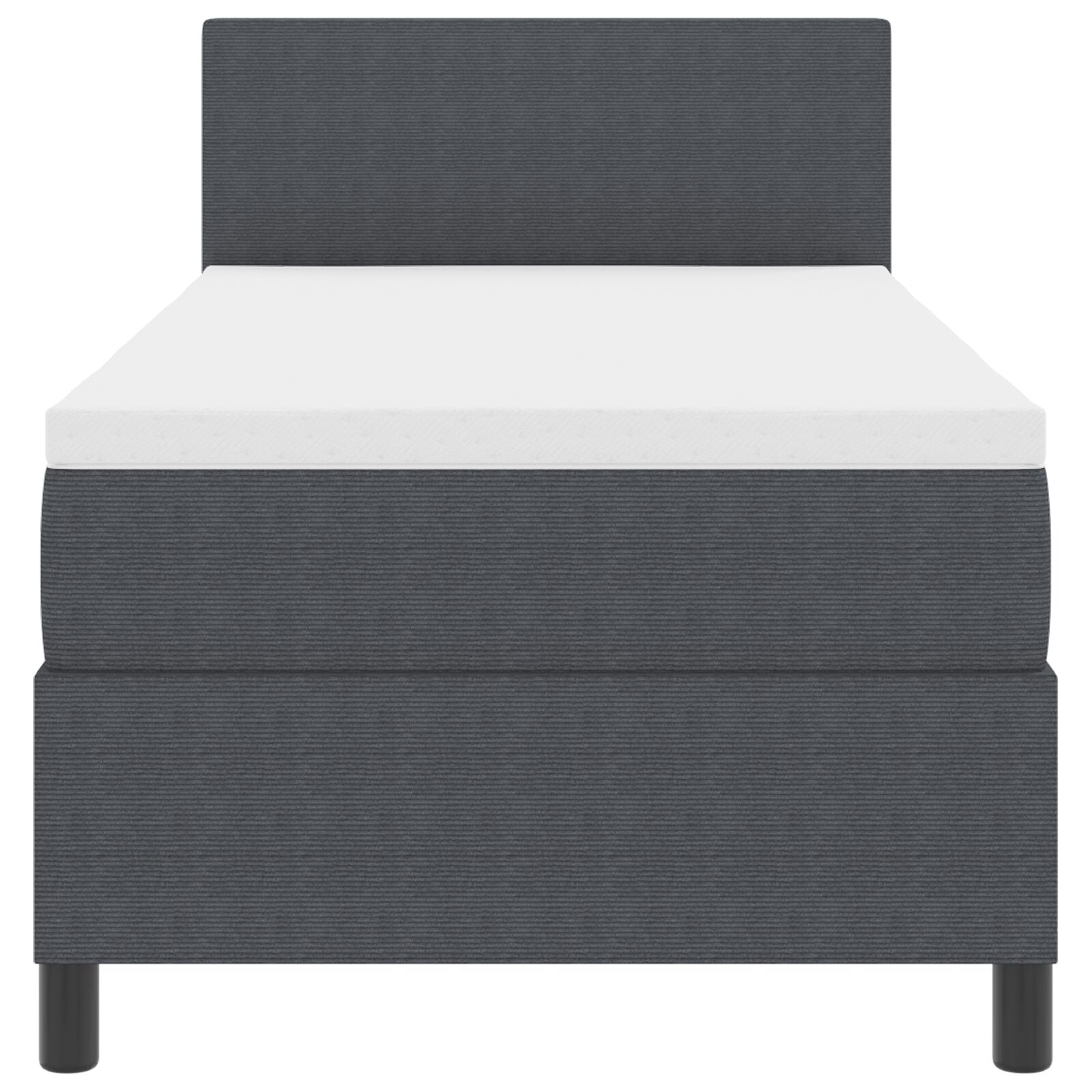 Boxspring Bed Met Matras Donkergrijs Eenpersoons Corduroy Stof