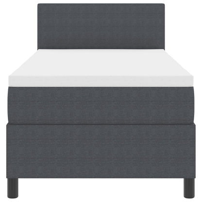 Boxspring Bed Met Matras Donkergrijs Eenpersoons Corduroy Stof