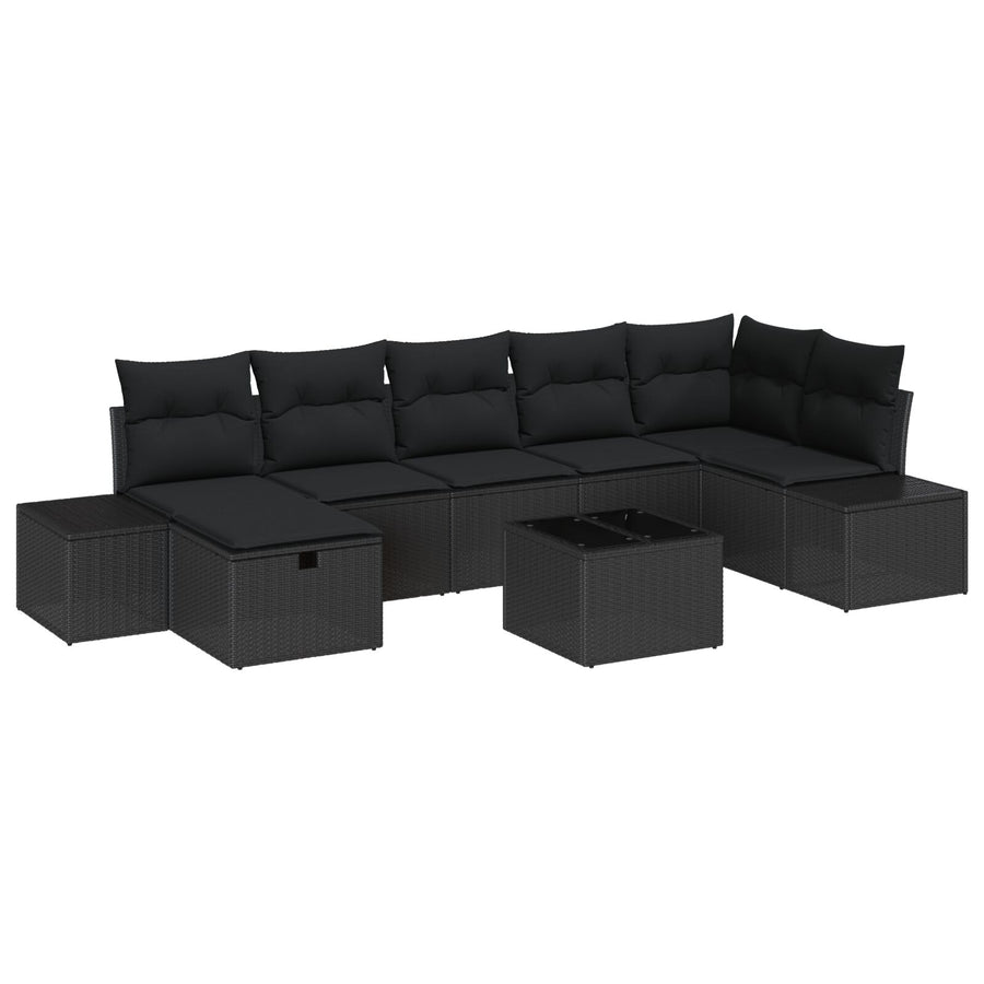 8 Delige Tuin Sofa Set Met Kussens Zwart Poly Rattan
