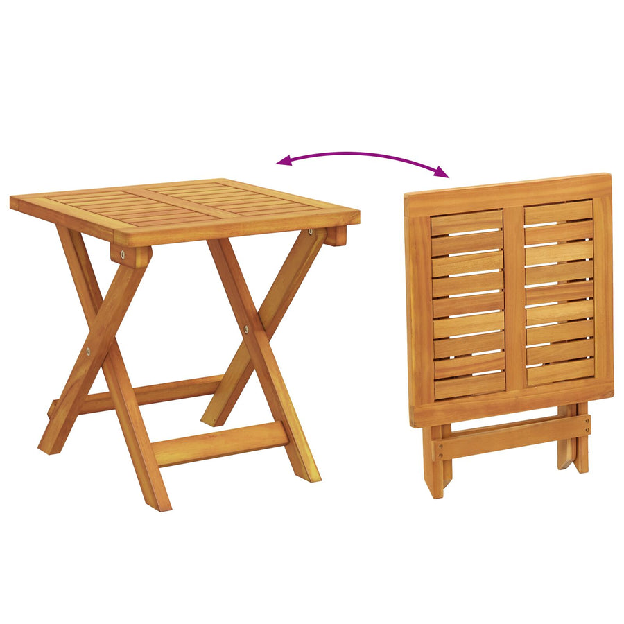 Wielen Zonnebed Met Tafel En Kussen Van Massief Acaciahout 2 Crème wit Zonnebed + tafel
