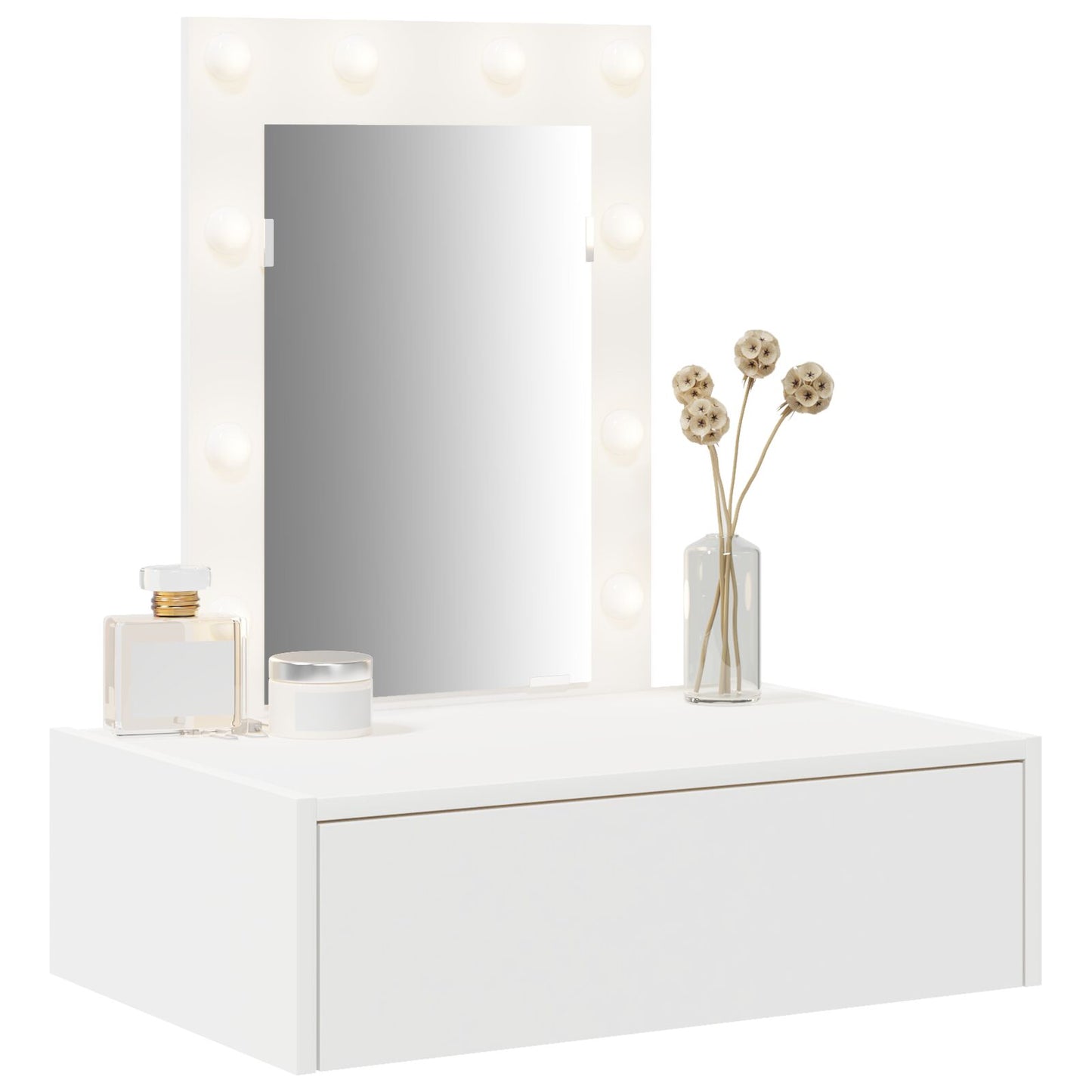 Wandkaptafel -Verlichting - 60 x 40 x 70 cm Wit met LED