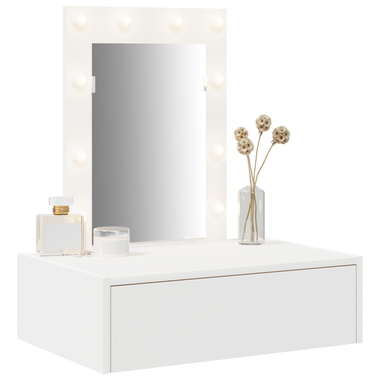 Wandkaptafel -Verlichting - 60 x 40 x 70 cm Wit met LED