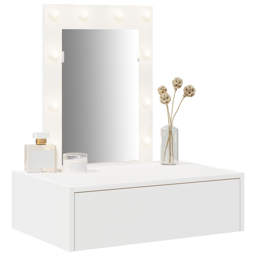 Wandkaptafel -Verlichting - 60 x 40 x 70 cm Wit met LED