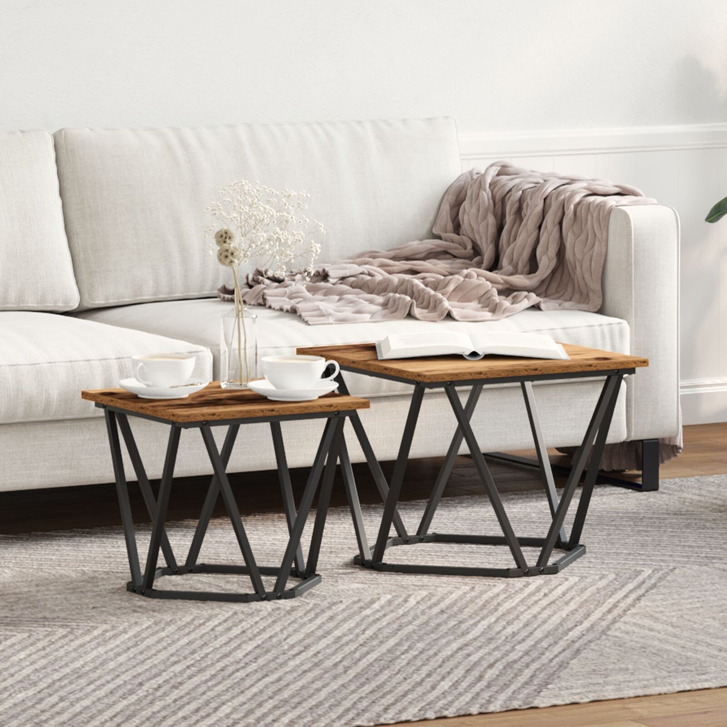 Salontafel Metaal, Hout Middelgroot Strak Gerecycled hout