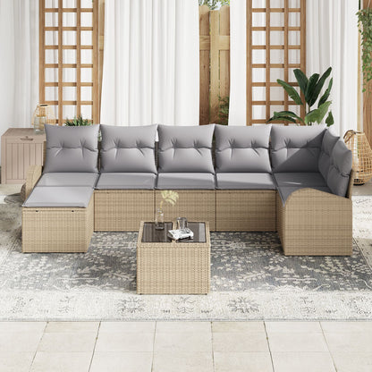 8-Delige Tuin Sofa Set Met Kussens Zwarte Poly Rattan