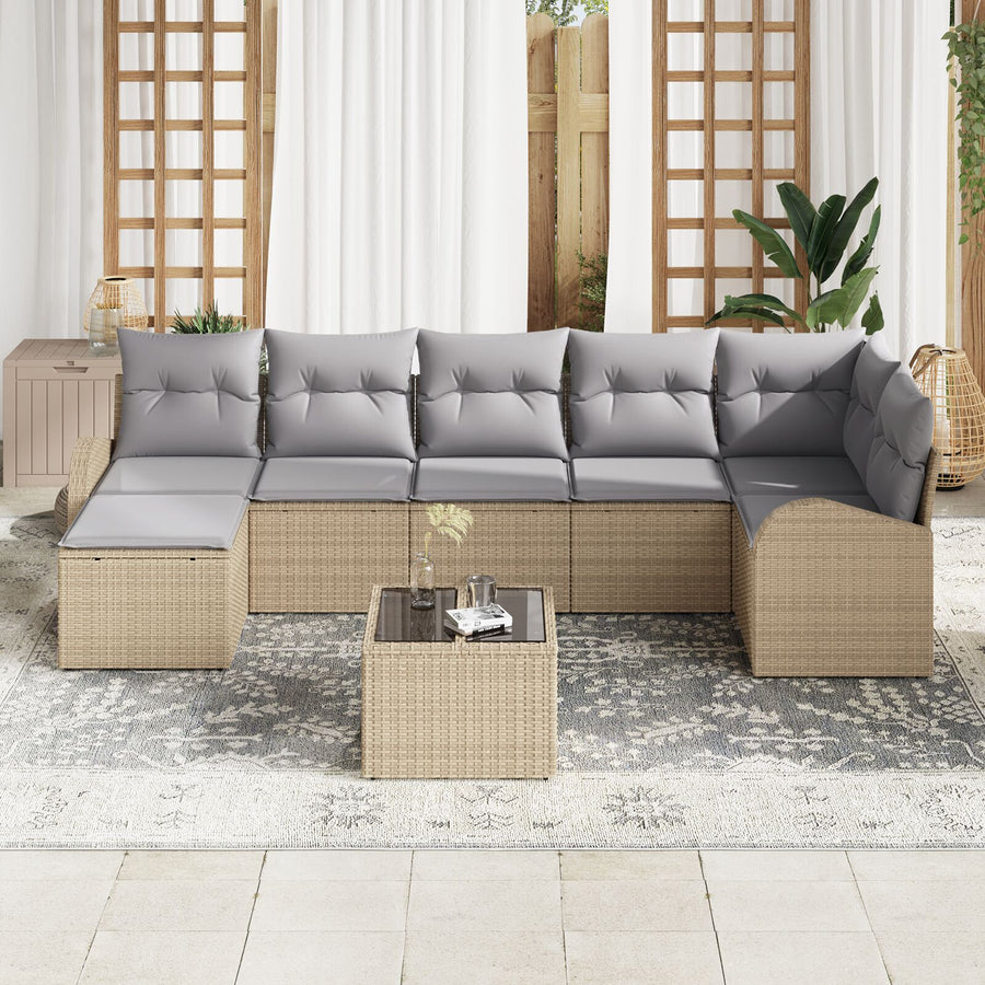 8-Delige Tuin Sofa Set Met Kussens Zwarte Poly Rattan