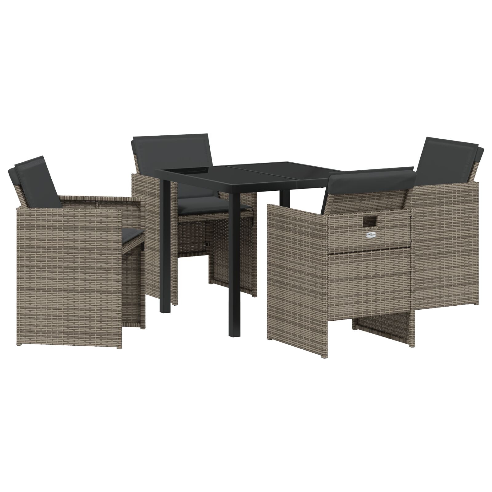 5-Delige Tuin Eetset Met Kussens Grijze Poly Rattan