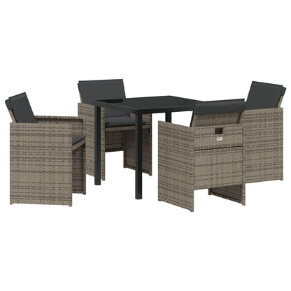 5-Delige Tuin Eetset Met Kussens Grijze Poly Rattan