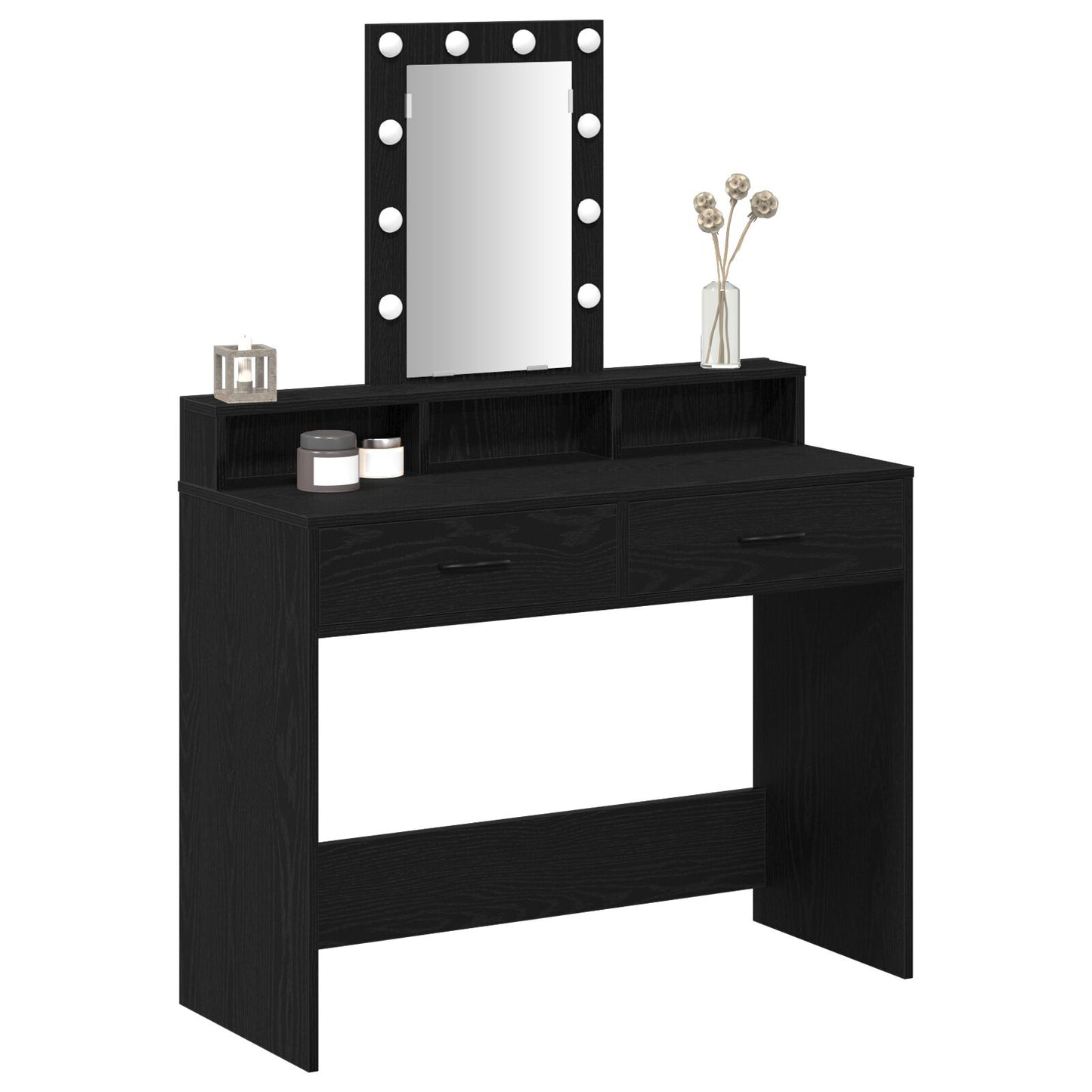 Kaptafel Met Led Verlichting Zwart eiken 100 x 41 x 140 cm