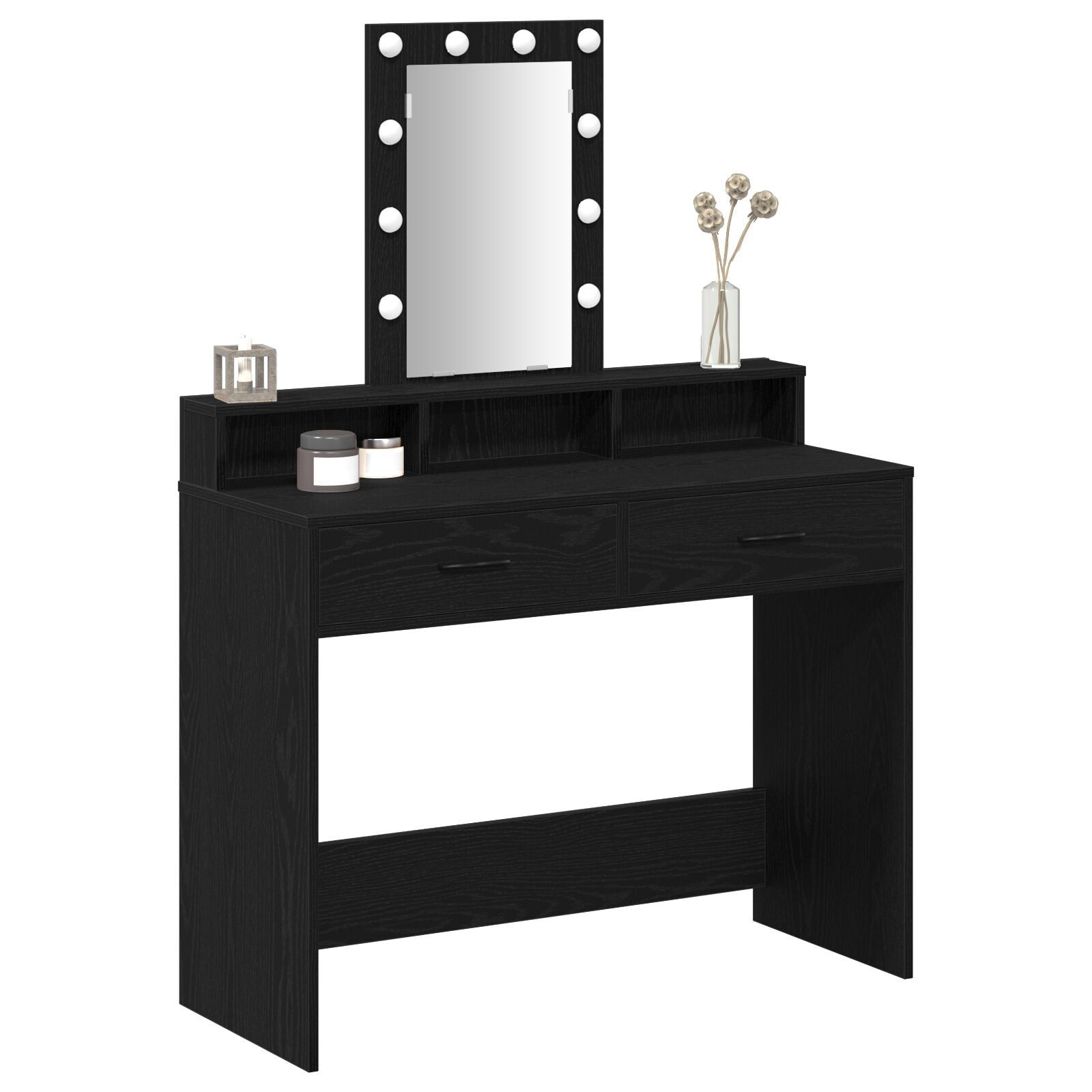 Kaptafel Met Led Verlichting Zwart eiken 100 x 41 x 140 cm