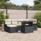 Garden Sofa Set with Cushions 7 pcs Black Poly Rattan