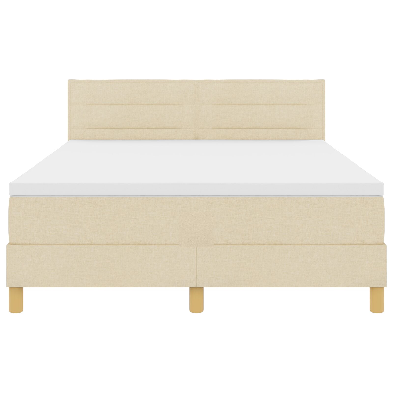 Boxspringbed Met Matras Stof Crème 140 x 190 cm Lijnen ontwerp