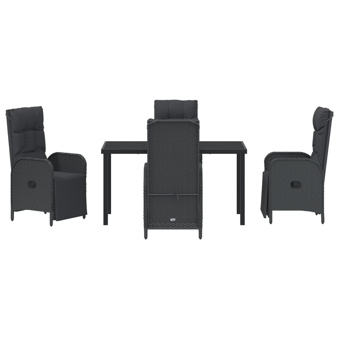5-Delig Tuin Eetset Met Kussens Zwart Poly Rattan