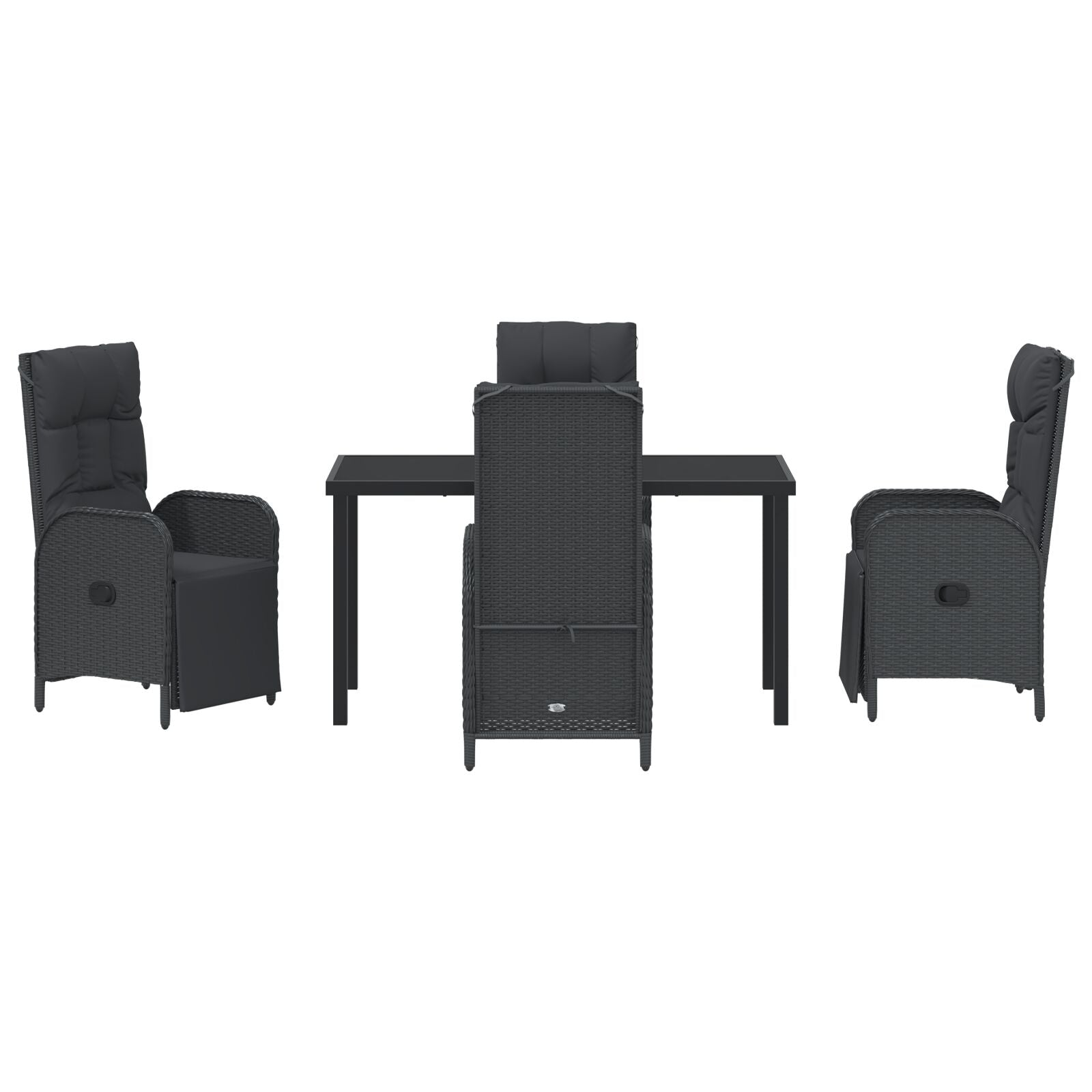 5-Delig Tuin Eetset Met Kussens Zwart Poly Rattan