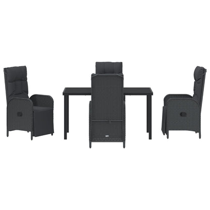 5-Delig Tuin Eetset Met Kussens Zwart Poly Rattan