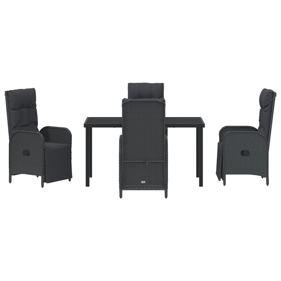 5-Delig Tuin Eetset Met Kussens Zwart Poly Rattan