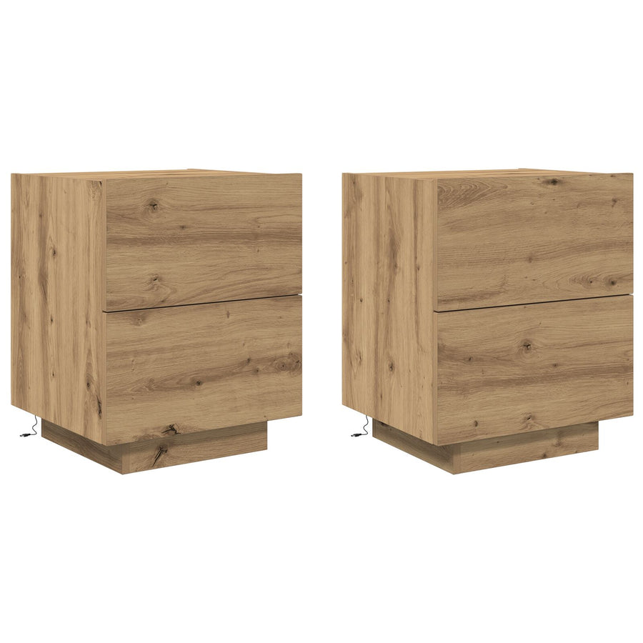 Nachtkastjes Met Led-Verlichting 2 Stuks Artisan Eiken 45X40X55 Cm