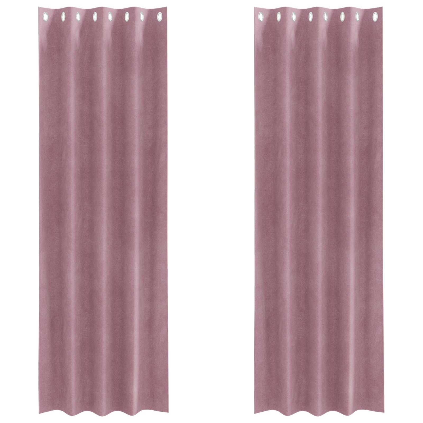 Zwarte Gordijnen 2 Stuks Fluweel Donkerroze 140 x 245 cm met oogjes
