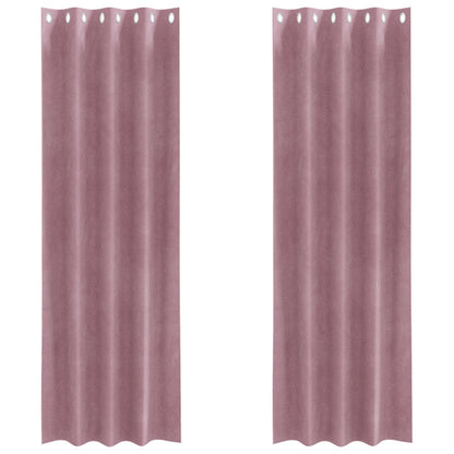 Zwarte Gordijnen 2 Stuks Fluweel Donkerroze 140 x 245 cm met oogjes