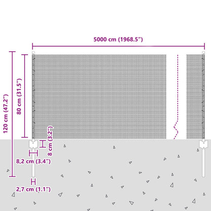 Gegalvaniseerd Draadhek Met 22 U-Palen Zilver 0.8X50 M Staal