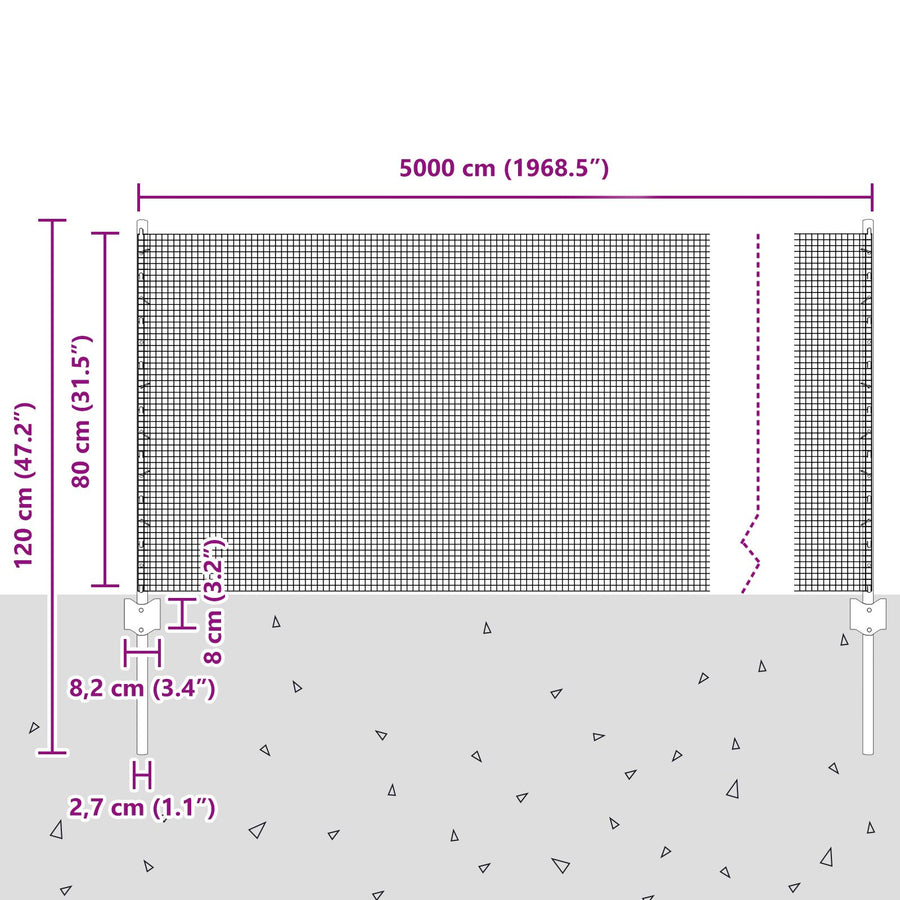 Gegalvaniseerd Draadhek Met 22 U-Palen Zilver 0.8X50 M Staal