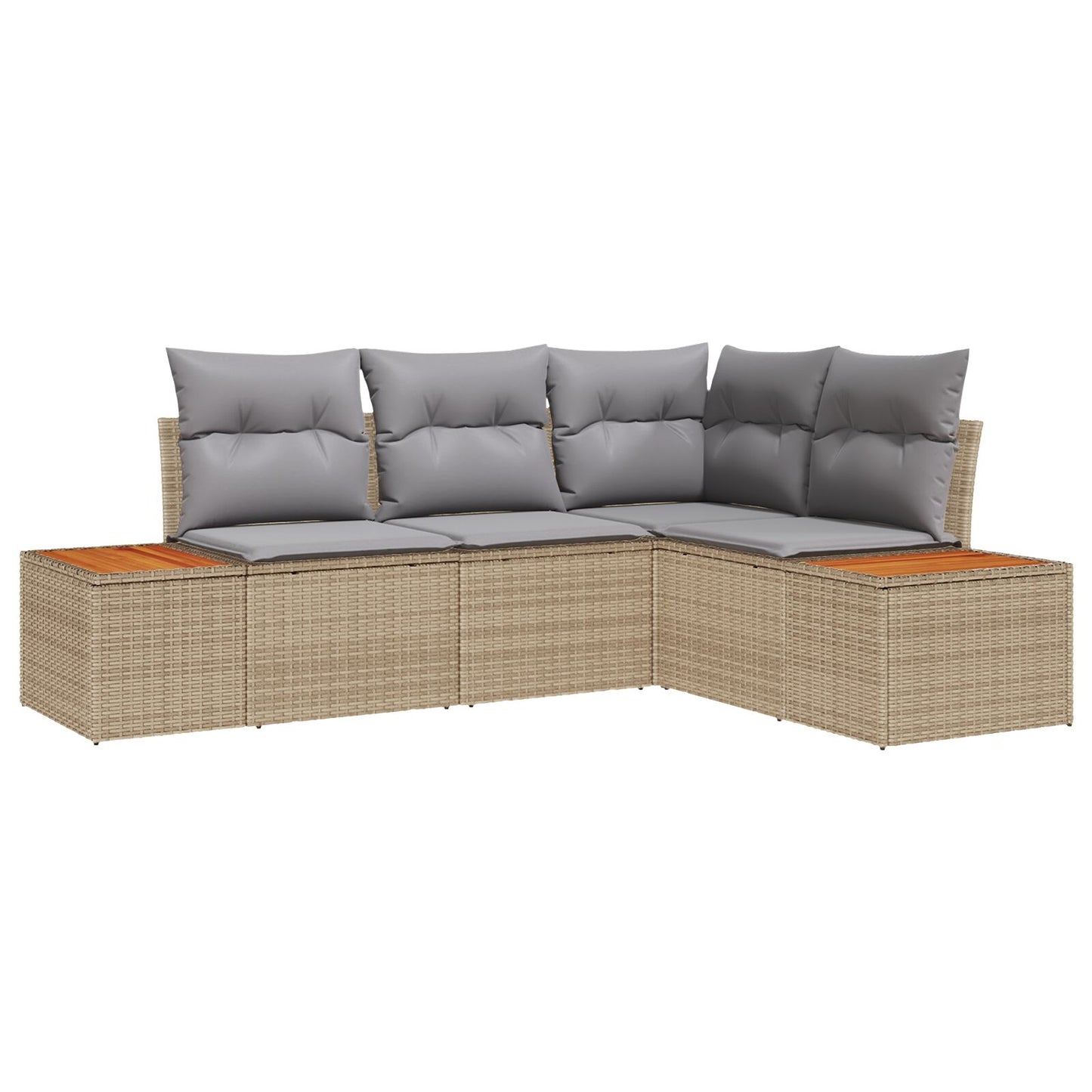 4 Delige Tuinbank Set Met Kussens Beige Poly Rattan Acacia