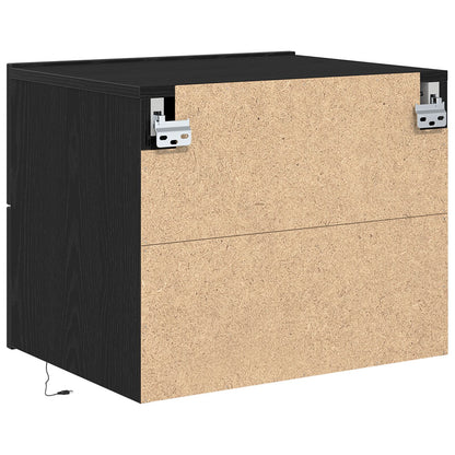 Nachttafel Met Led Wandmontage 50X39X41 Cm Zwart eiken