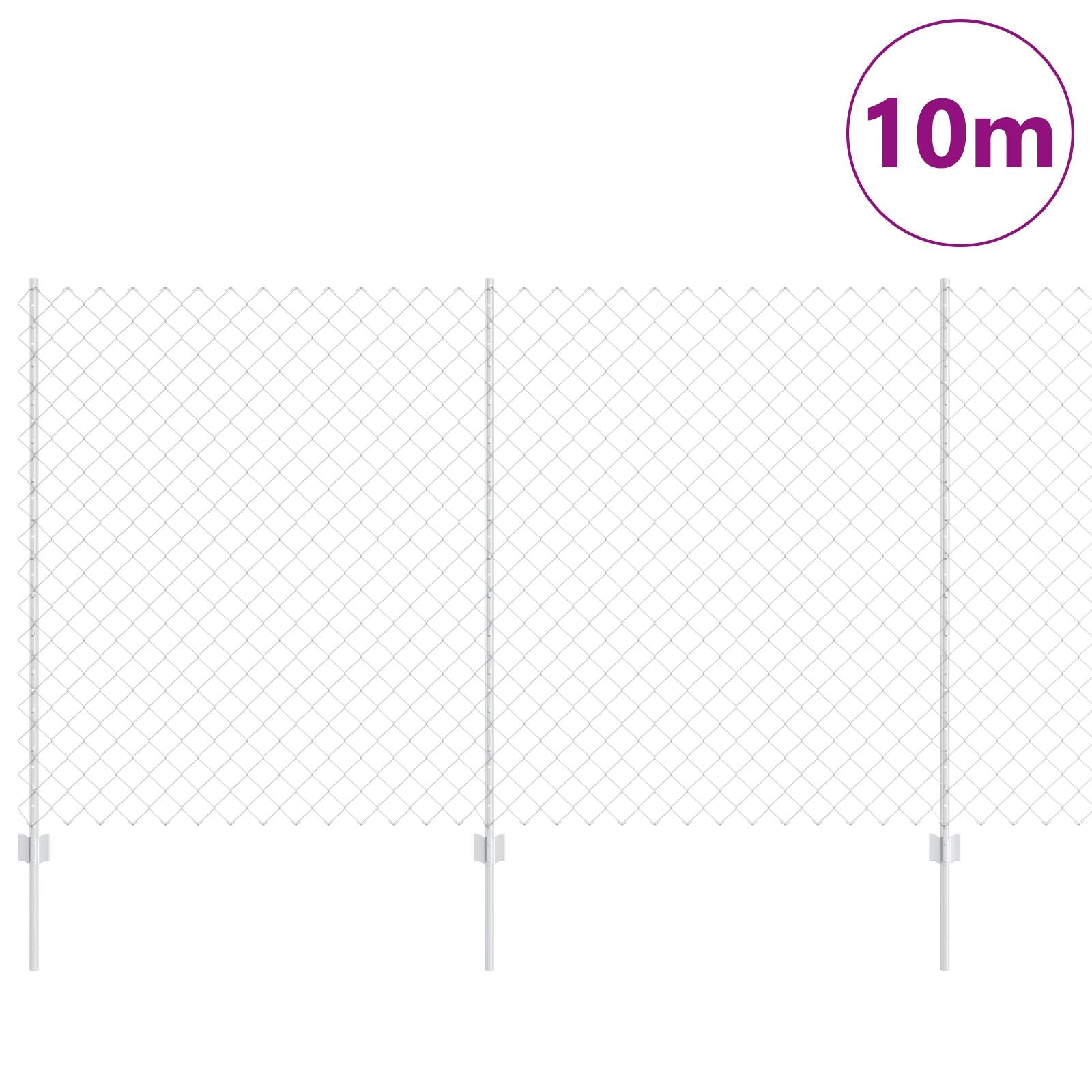 Kettingschutting Met 20 U-Palen Zilver 1.4X10 M Staal