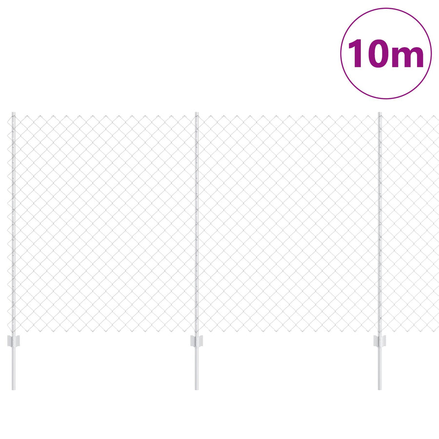 Kettingschutting Met 20 U-Palen Zilver 1.4X10 M Staal