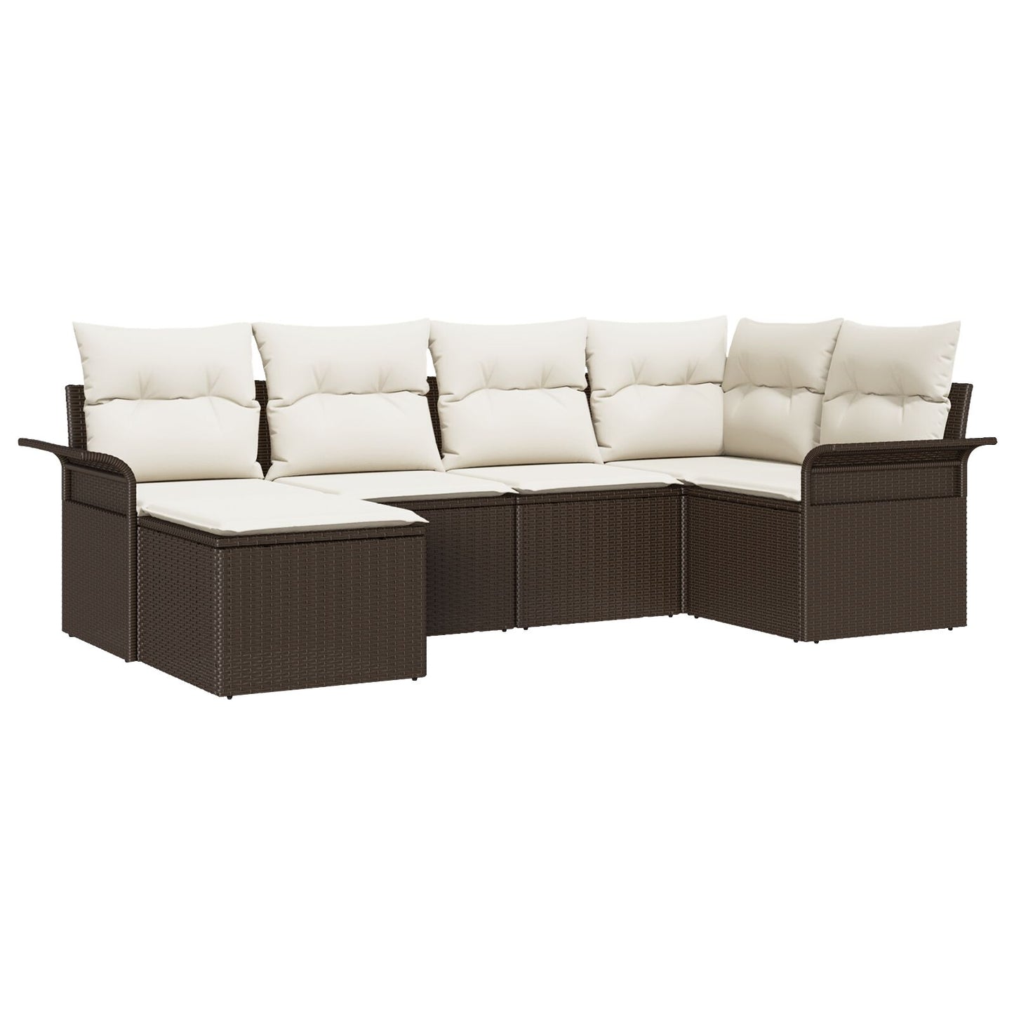 6-Delige Tuin Sofa Set Met Kussens Bruin Poly Rattan