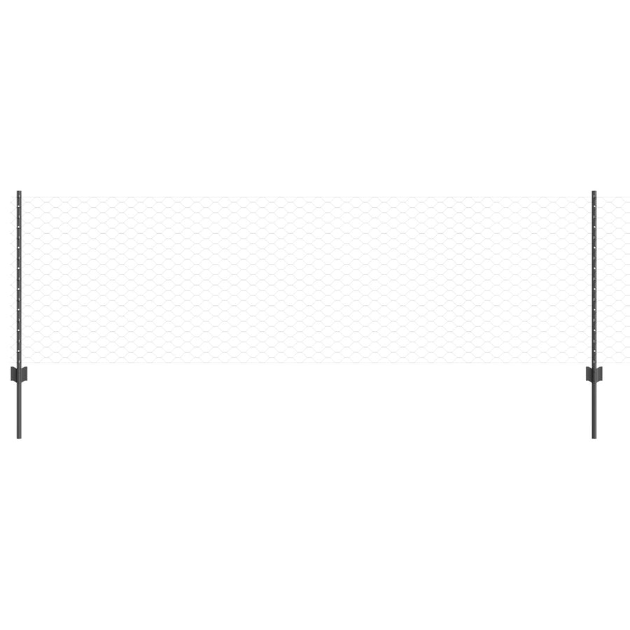 Hekpalen 11 St U-Channel Grijs 80 Cm Staal,  Hexagonaal Hek Grijs 0.8X25 M Staal
