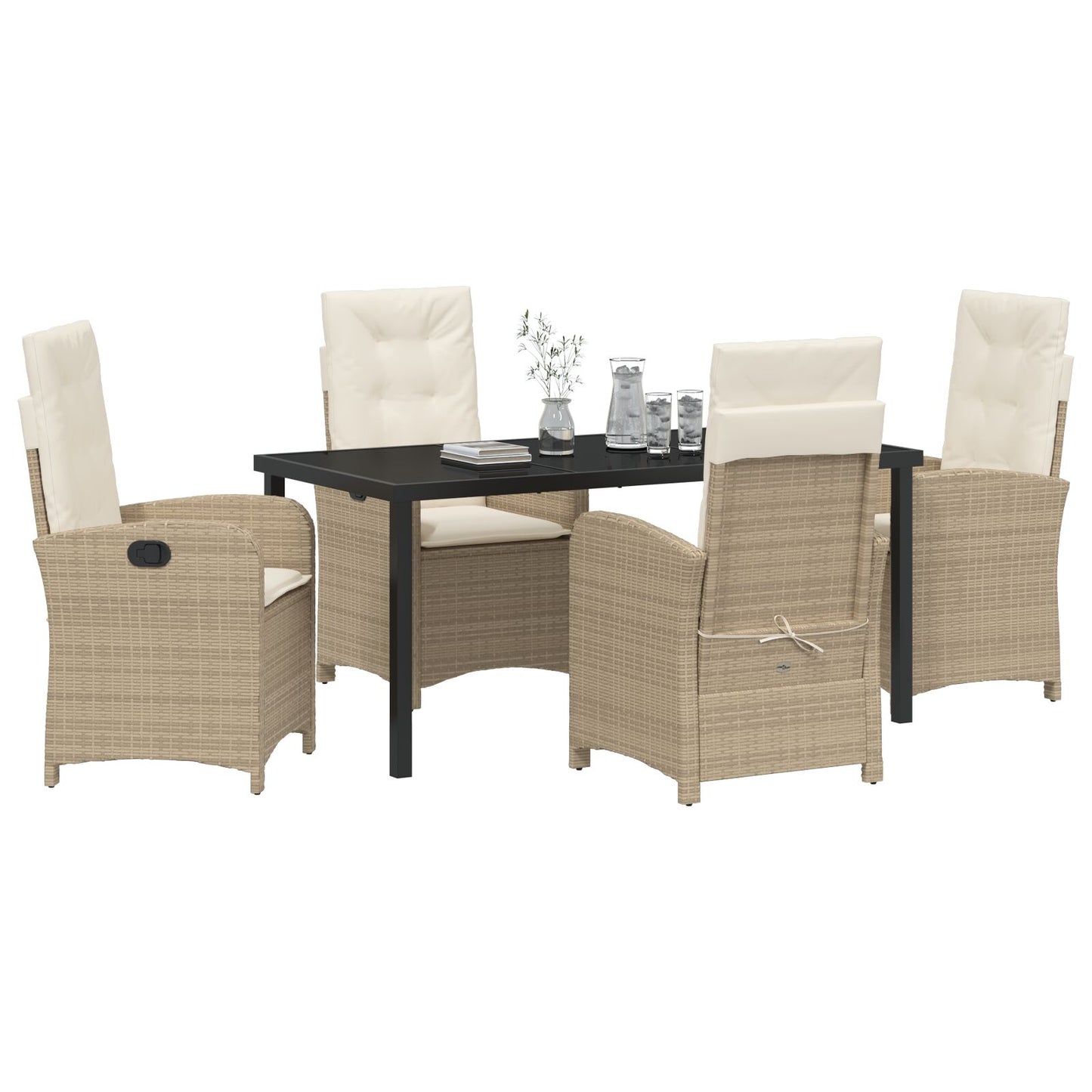 5-Delige Tuinset Met Kussens In Beige Poly Rattan