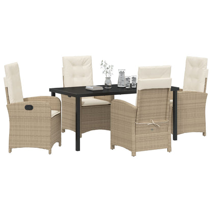 5-Delige Tuinset Met Kussens In Beige Poly Rattan